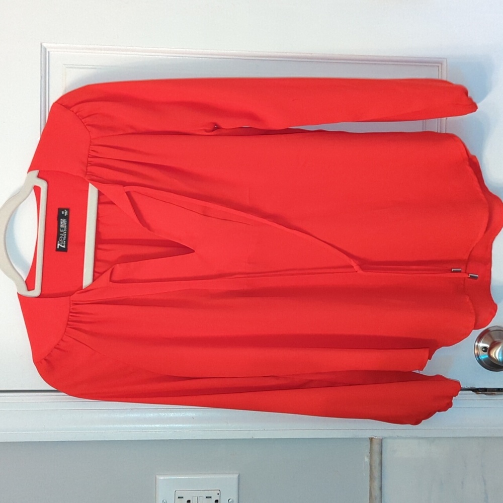 7th Avenue NY & Co Tie-front long sleeve  blouse-Size XS